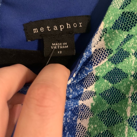 Metaphor Blue Green Diamond Sleeveless Dress - Picture 4 of 4